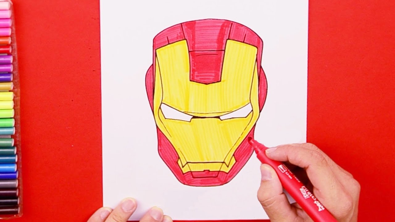 How to draw Iron Man Face Mask
