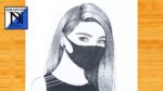 How to draw a Girl wearing Mask  -Mask with Girl || Pencil sketch for beginner || easy drawing