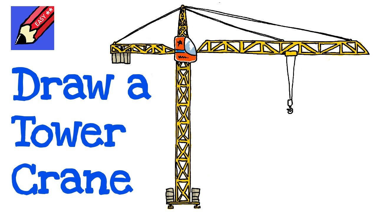 How to draw a Tower Crane Real Easy Step By Step