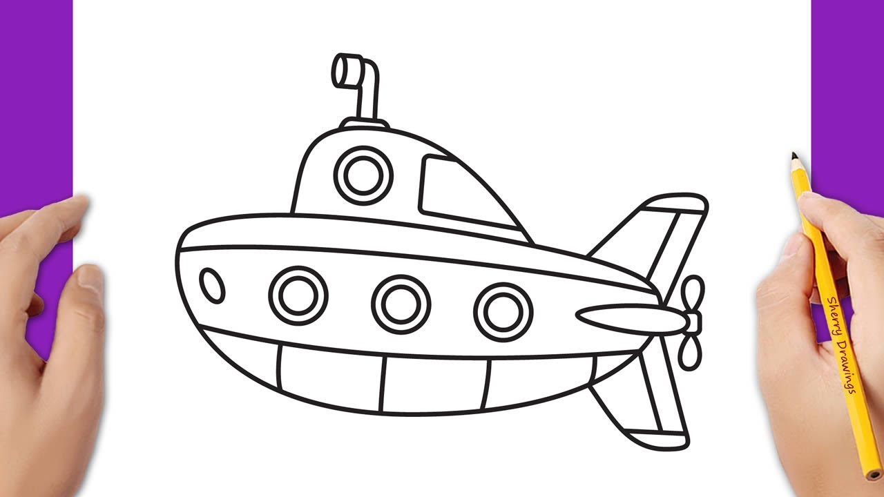 How to draw a submarine easy