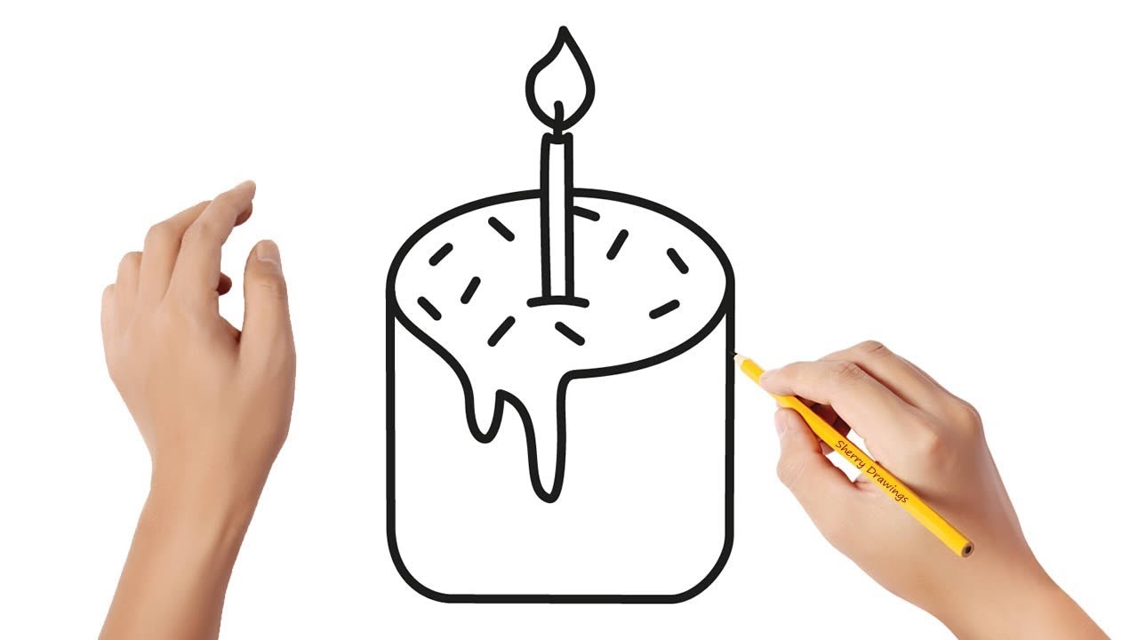 How to draw an Easter cake with a candle | Easy drawings