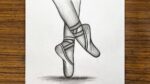 How to draw ballet pointe shoes || How to draw for beginners || Easy drawings step by step