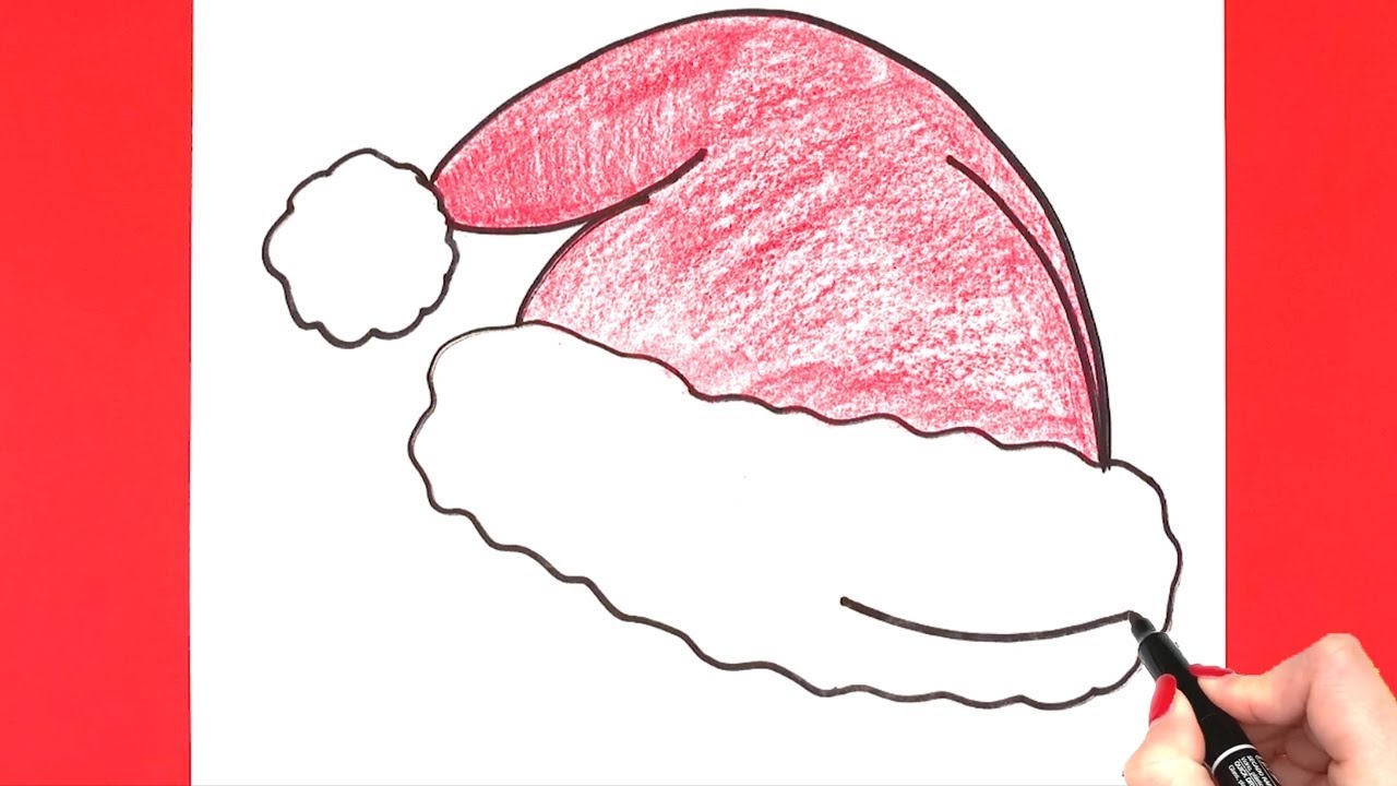 Santa Hat Drawing: How to Draw Santa Hat |EASY| Step by step drawing+coloring | Super Easy Drawing
