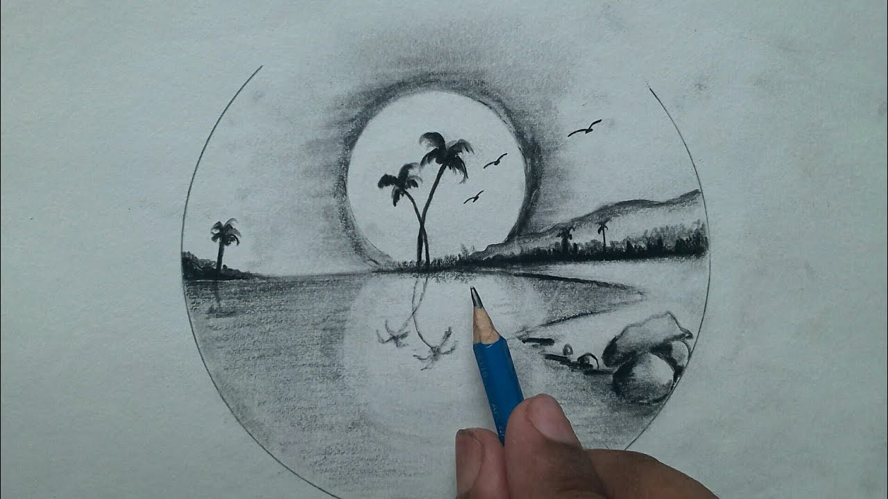 Simple Scenery Drawing Of Nature / Nature Scenery Drawing