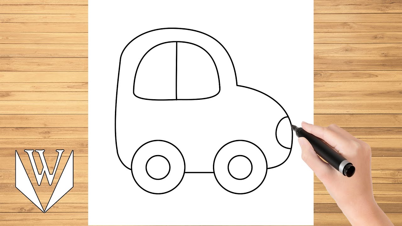 Wie zeichnet man süßes Auto Schritt für Schritt, einfach für Kinder Drawing Tutorial Trick