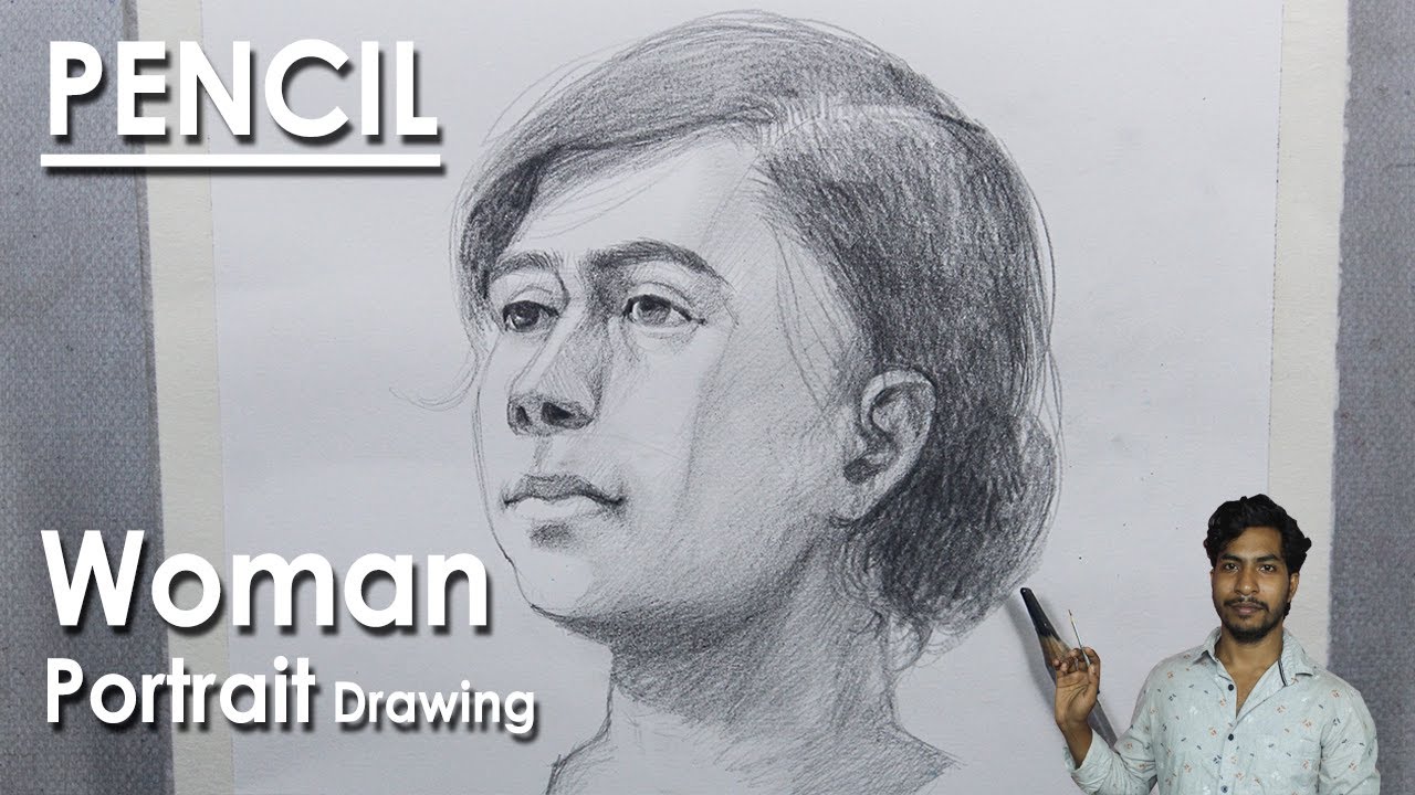 Woman Portrait Drawing | Basic Side Face Pencil Drawing Tutorial | Supriyo