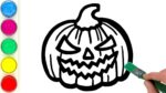 Bolalar uchun qo'rqinchli qovoqning rasmini chizish | Draw a picture of scary pumpkin for kids