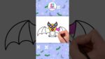 Dibuja un murciélago de Halloween en un minuto #shorts - Dibujos kawaii faciles #drawing #painting
