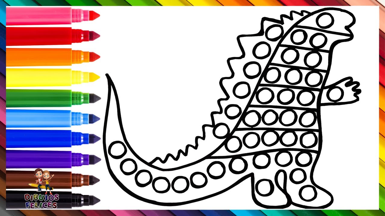 Dibuja y Colorea Un Arcoiris Dinosaurio POP IT  Dibujos Para Niños