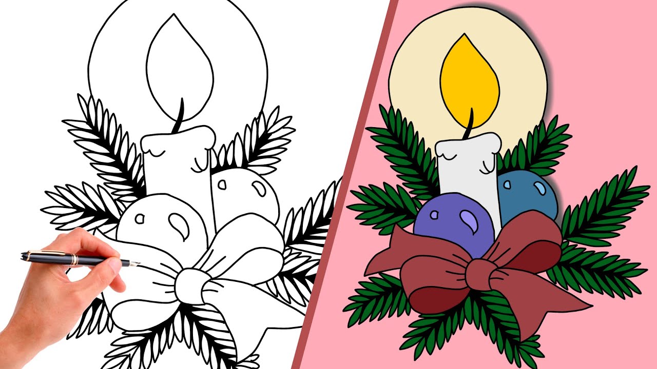 How To Draw A CHRISTMAS CANDLE // EASY // Step-By-Step