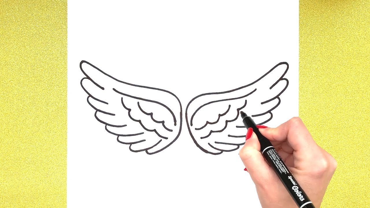 How to Draw Angel Wings: Angel Wings Drawing |SIMPLE| Step by step drawing | Super Easy Drawing