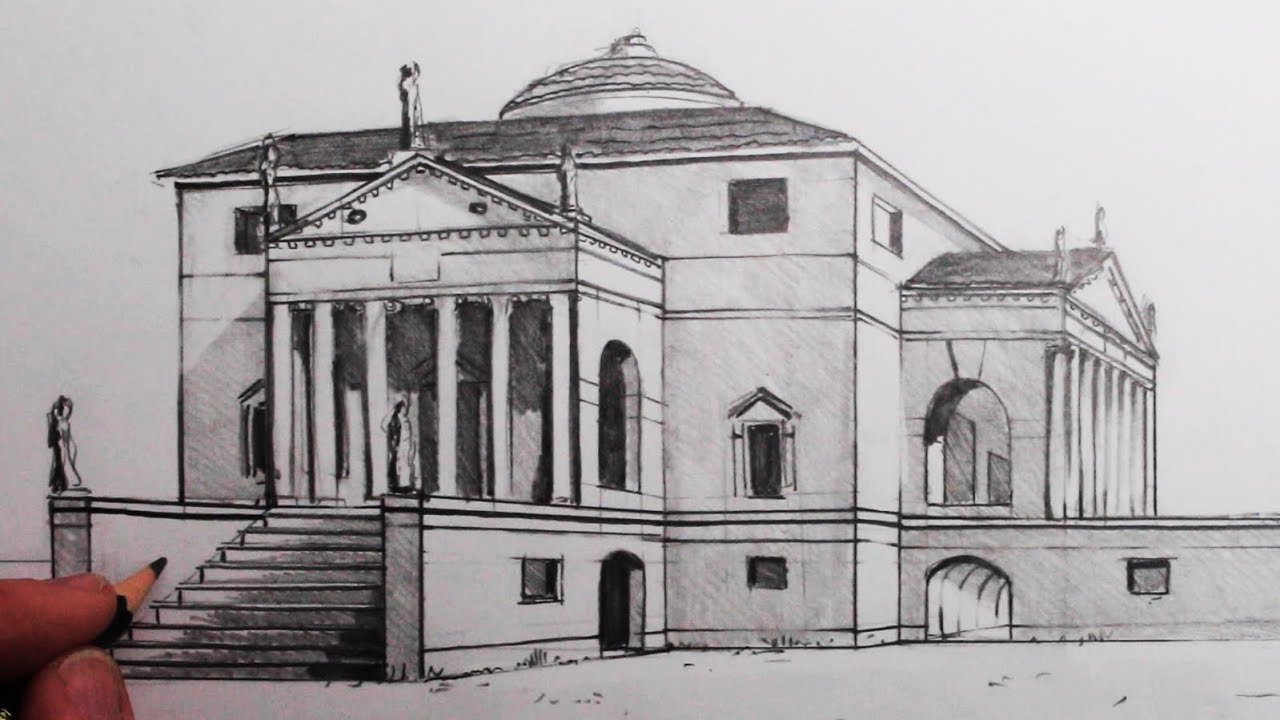 How to Draw Buildings in 1-Point Perspective: The Villa Rotonda: Narrated