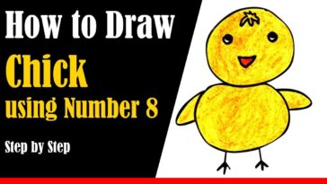 How to Draw a Chick using Number 8 Step by Step - very easy
