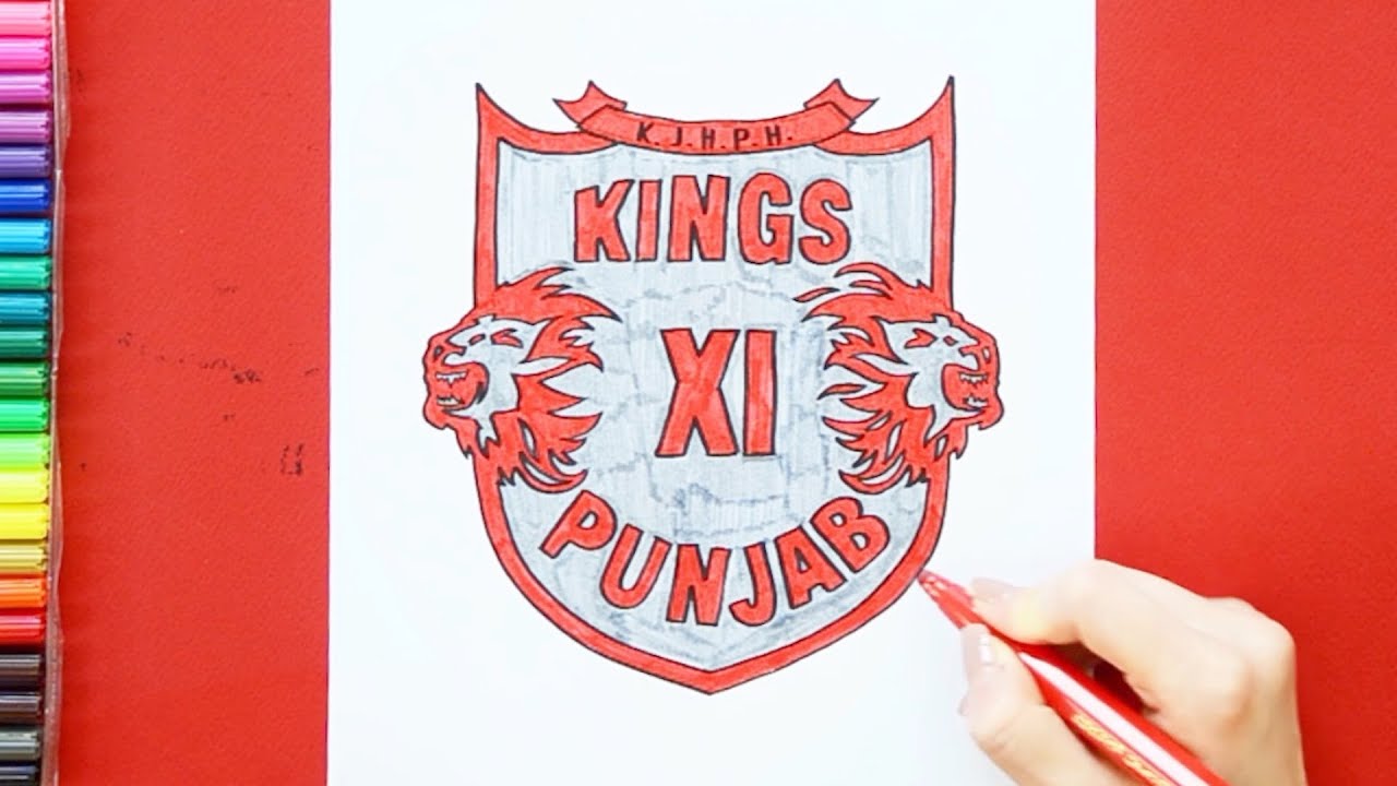 How to draw Kings 11 Punjab Logo