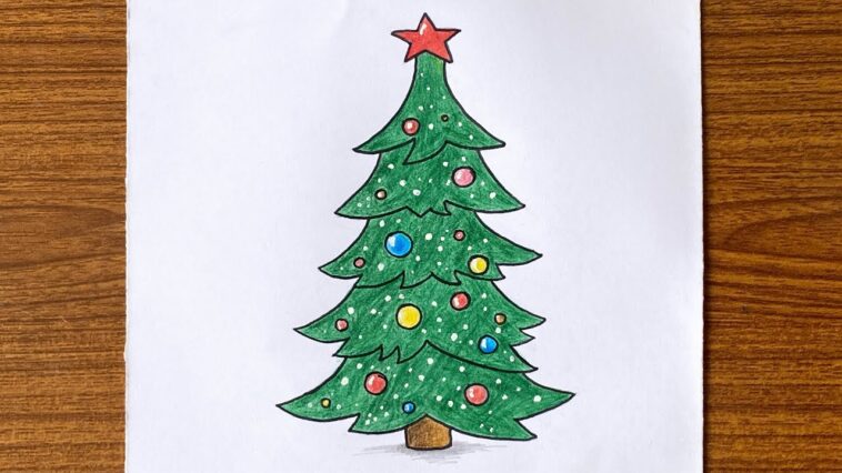 How to make Christmas tree easy drawing // How to draw a easy Christmas tree with gifts