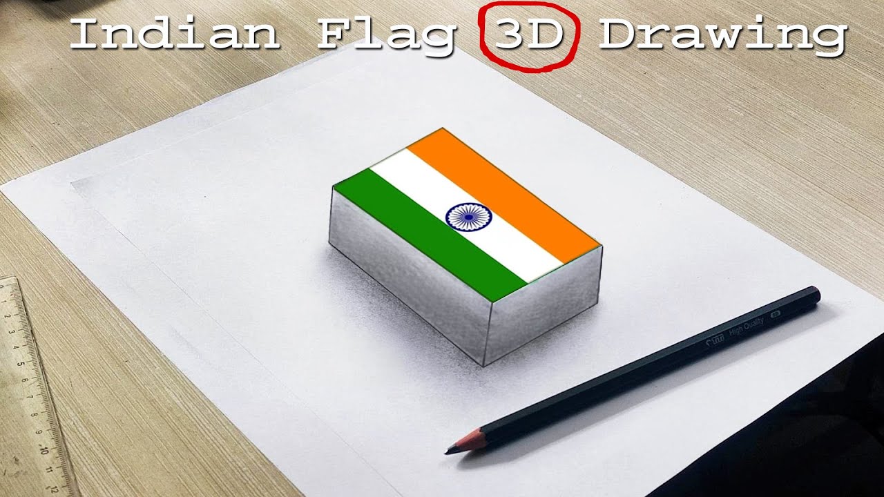 Indian Flag 3D Drawing