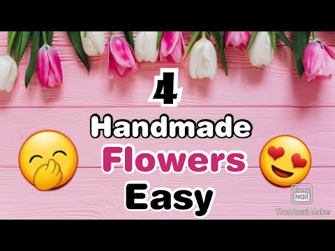 4 Easy and Beautiful Flower Ideas | Handmade Paper Flowers | Paper Flower Making | Paper Craft