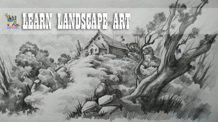 Apprendre le dessin de paysage et l'ombrage avec un crayon |  Dessin au crayon facile