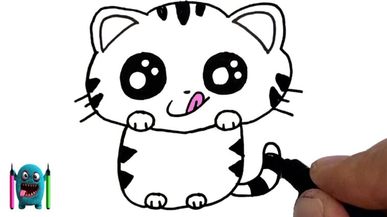 ÇOK KOLAY! Sevimli Kedi Nasıl Çizilir? - How To Draw a Cute Kitten Easy