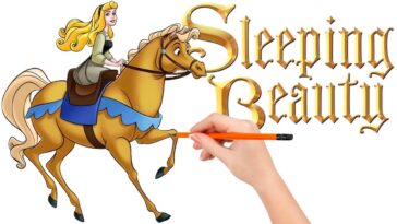 Comment dessiner la princesse Aurore à cheval - La belle au bois dormant