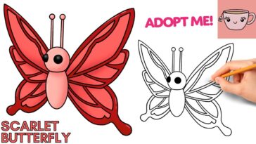 Comment dessiner un animal de compagnie papillon écarlate |  Roblox Adoptez-moi |  Tutoriel de dessin étape par étape mignon et facile