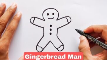 Comment dessiner un bonhomme en pain d'épice |  Dessin de bonhomme en pain d'épice étape par étape