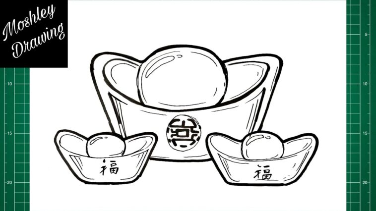 Comment dessiner un lingot d'or chinois