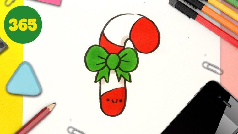 Comment dessiner une SUCRE D'ORGE kawaii 💖 Dessins de Noël 💖 dessins kawaii facile