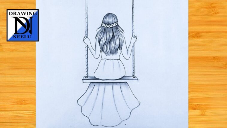 Comment dessiner une Swinging Girl |  Croquis au crayon pour débutant |  Fille dessin facile Tutoriel |  Dessiner une fille