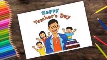 Dessin de la journée des enseignants pour les enfants |  Dessin étape par étape de la bonne fête des enseignants