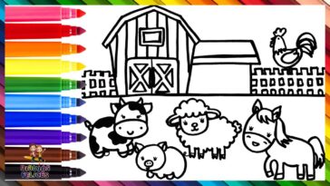 Dibuja y Colorea Una Granja Con Animales  Dibujos Para Niños