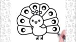 Easy peacock drawing for kids | Dessin facile pour les enfants | Bolalar uchun oson chizish |孩子們簡單繪畫