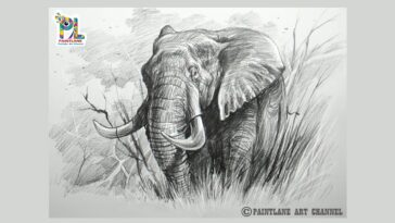 Éléphant de dessin au crayon avec des coups de crayon faciles art étape par étape ||  Art animalier
