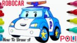 How To Draw A ROBOCAR POLI  / Police Car Easy & Step by step For beginners