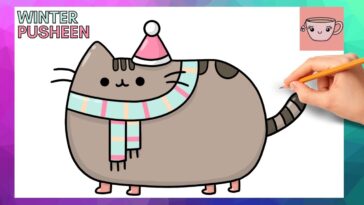How To Draw Pusheen Cat Wearing Winter Clothes | Cute Easy Step By Step Drawing Tutorial