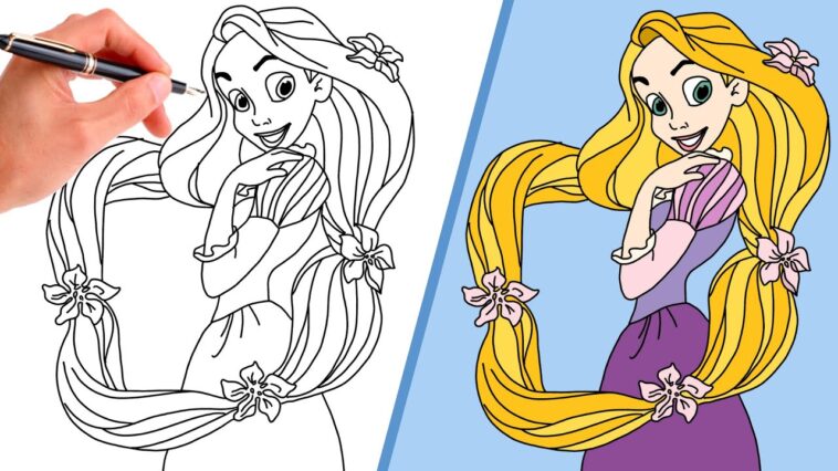 How To Draw RAPUNZEL FROM TANGLED | SUPER EASY DISNEY DRAWING