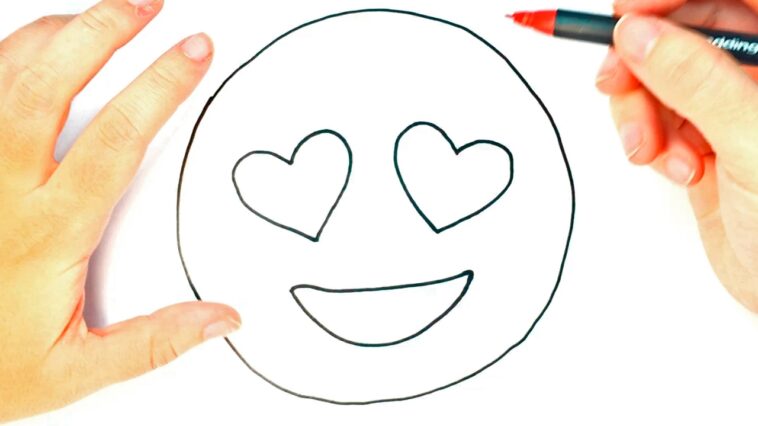 How to draw a heart eyes emoji for Kids | heart eyes emoji Easy Draw Tutorial
