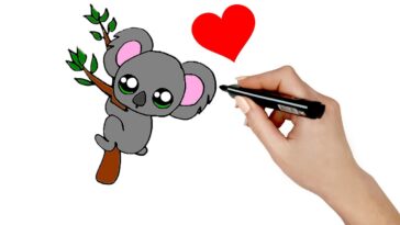 How to draw a kawaii KOALA in a tree easy.  Learn to Draw a Cute Koala in a tree easy
