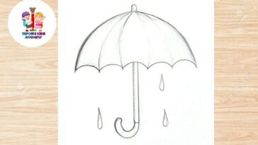Parapluie mignon dessin au crayon de la saison des pluies@Taposhikidsacademy