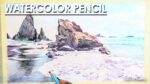 Watercolor Pencil Drawing : A Composition on Seascape