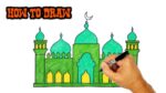 comment dessiner masjid étape par étape / Dessin de mosquée très facile